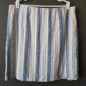 Torrid Women Blue Beige Striped Linen Blend Elastic Back Mini Skirt Size 2 Plus